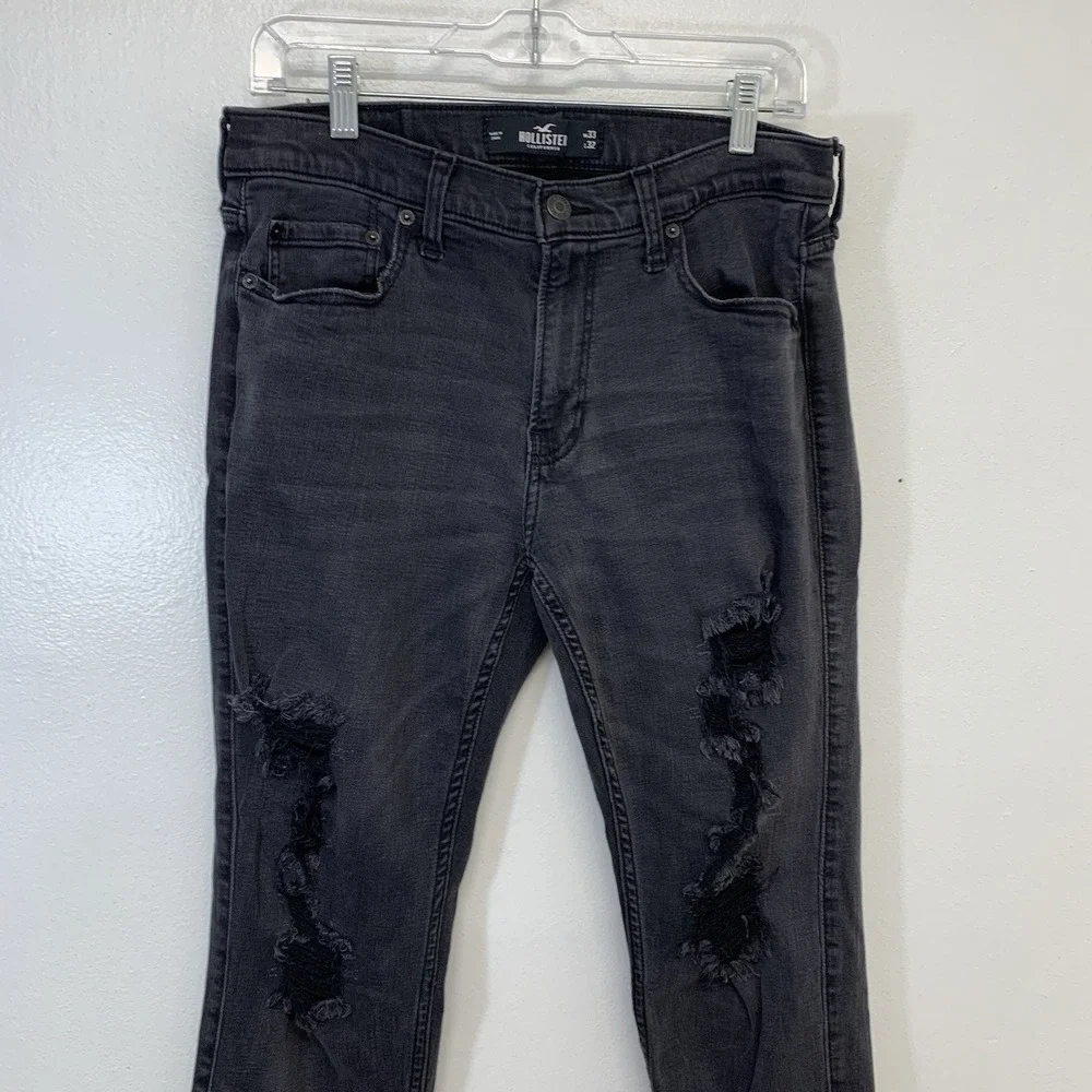 Hollister  Skinny Jeans Men  Advanced Stretch Black Fade‎ Distressed Fit 30x30